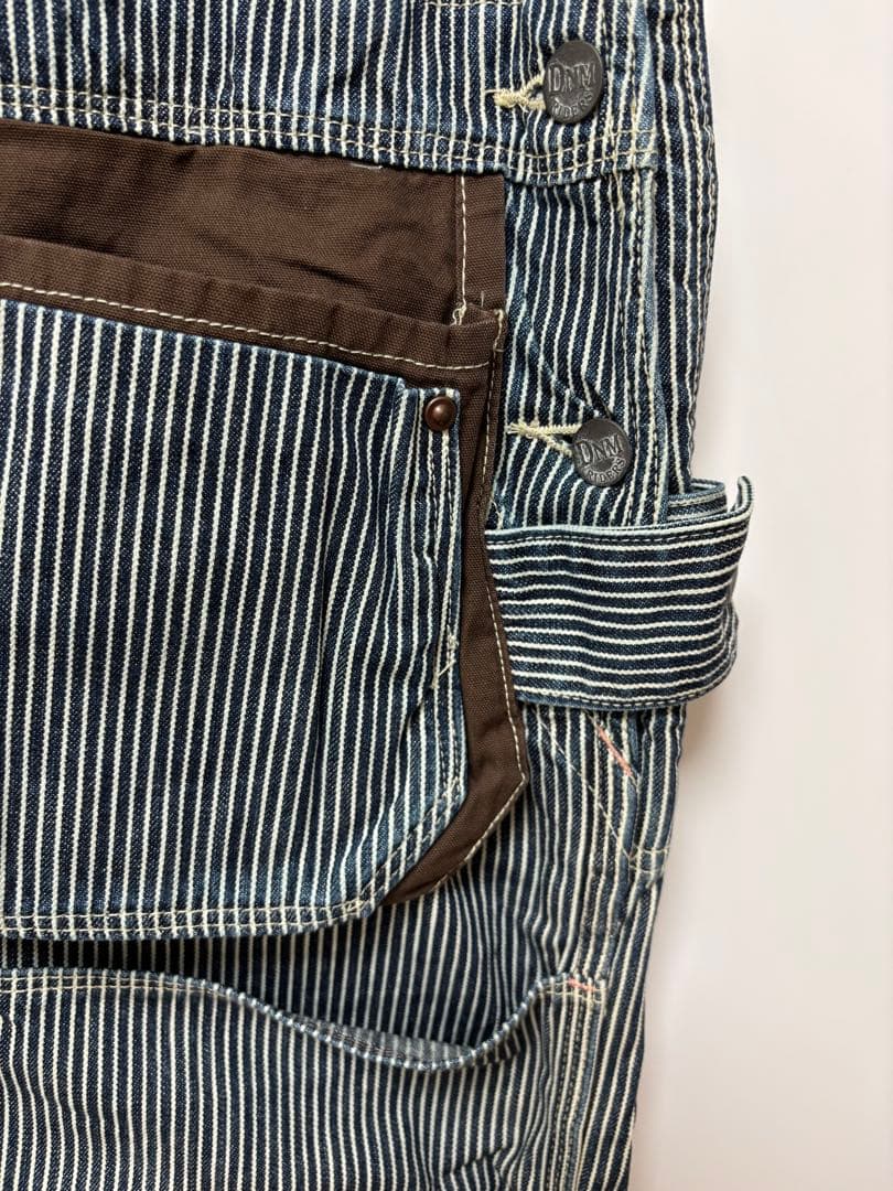 DENIMDUNGAREE ダブルニーエプロンヒッコリーオーバーオール　160
