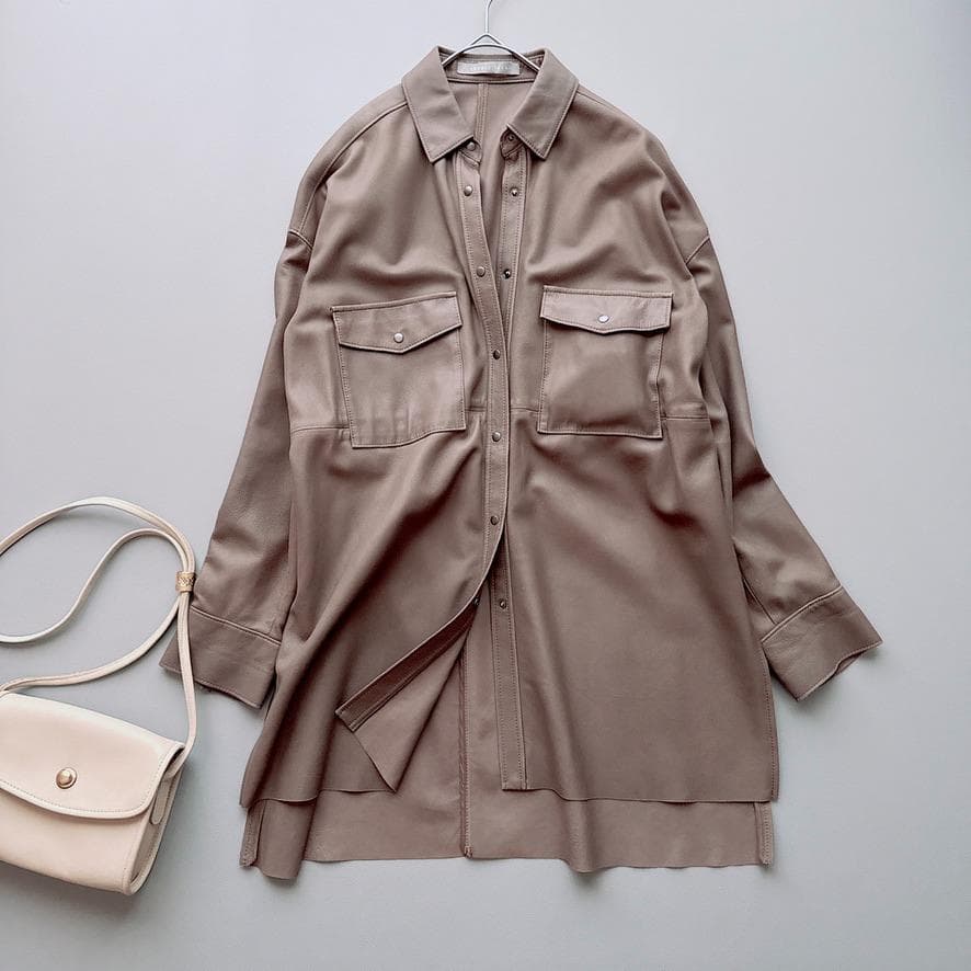 セオリーリュクス　ELBEY LIGHT LEATHERライトレザーシャツ　美品