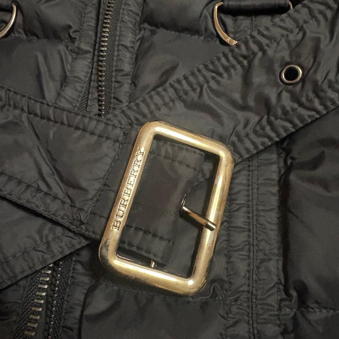 バーバリー　ダウンジャケット コート フード　ベルト付き　黒 M