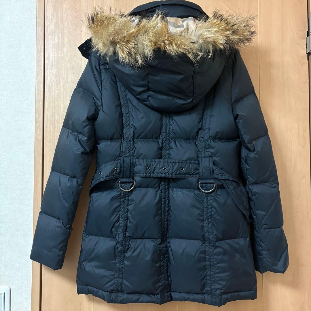 バーバリー　ダウンジャケット コート フード　ベルト付き　黒 M