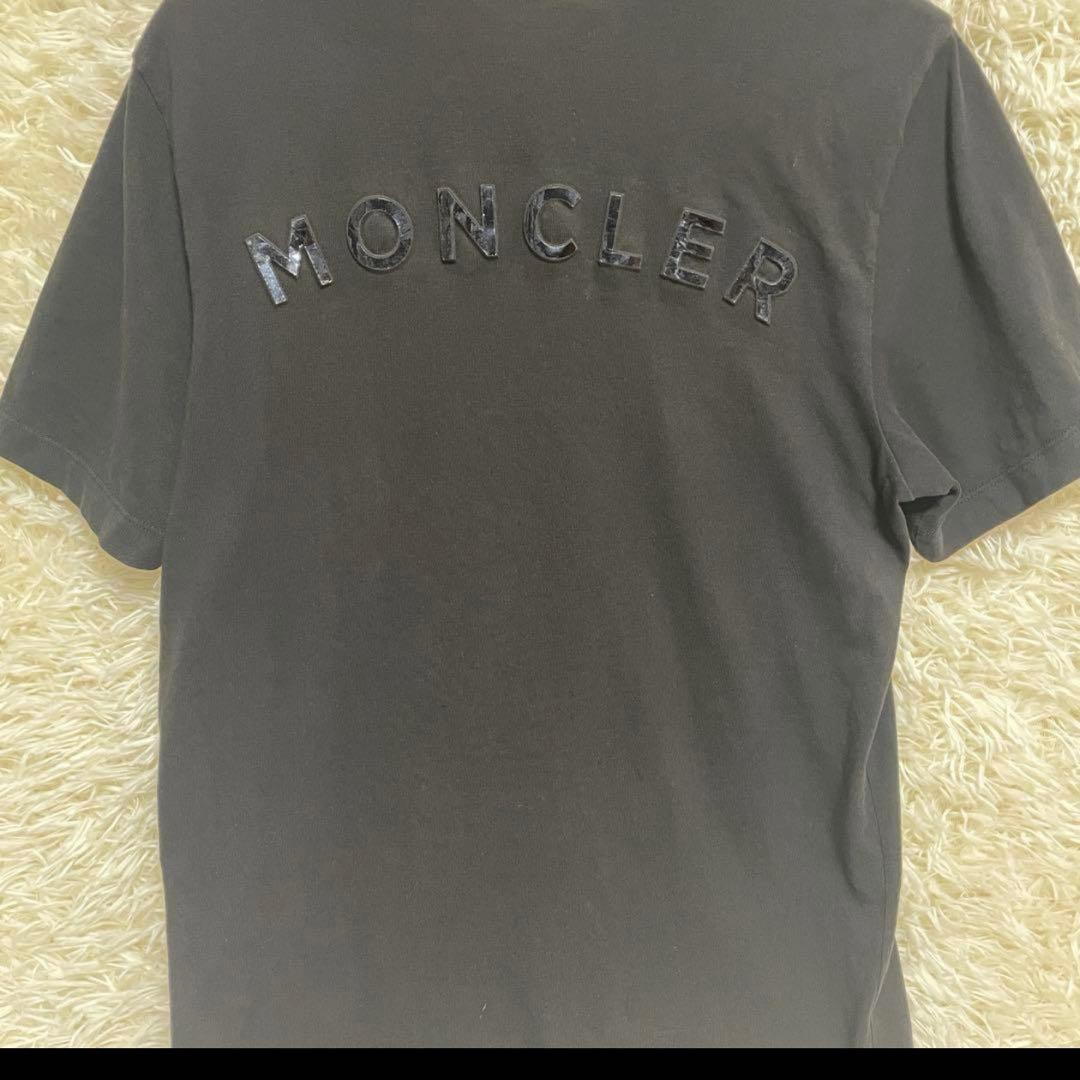 【特別価格】MONCLER ラバー　ロゴ Tシャツ 黒 半袖 立体ロゴ　英字