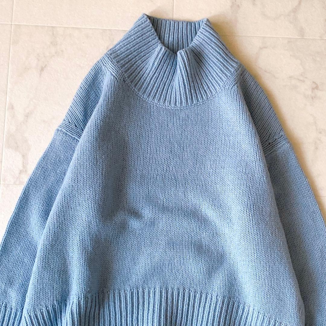 美品☆ギャルリーヴィー ファインウール ハイネックニット 水色