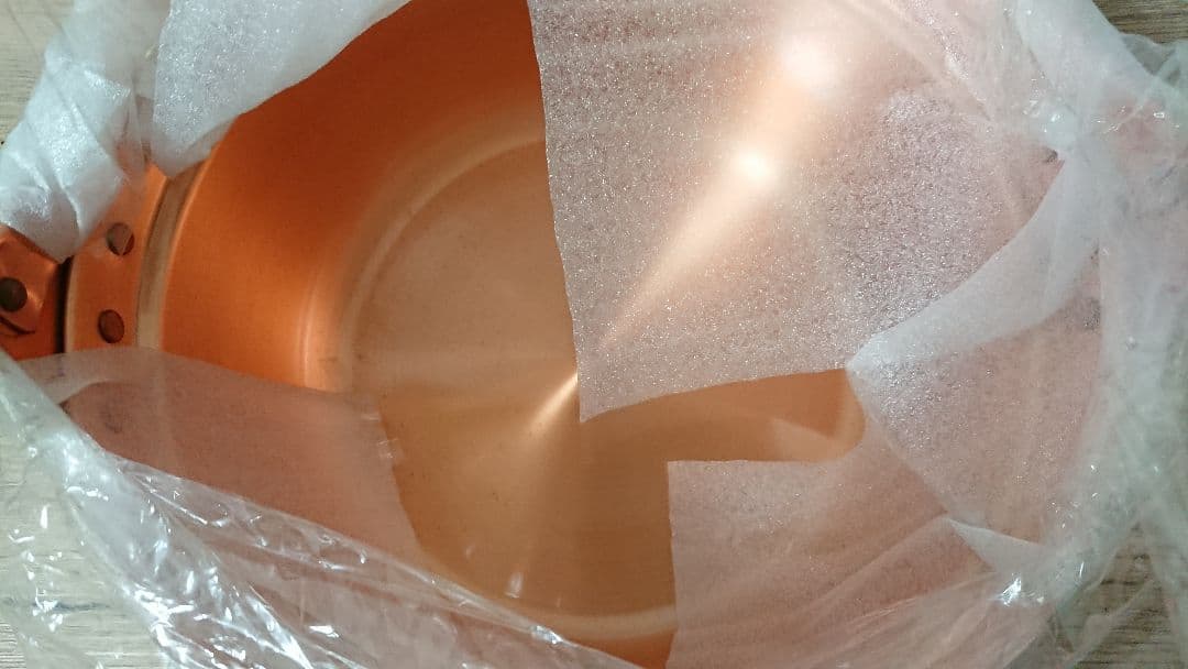 未使用 銅製 鍋 約30cm 木製蓋付 銅山菜鍋 30cm 吊付