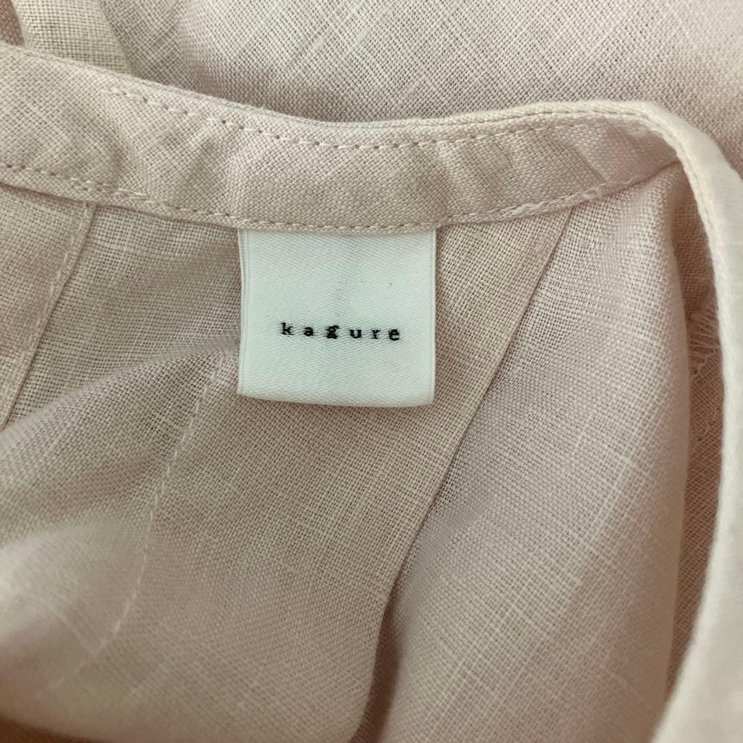 かぐれ リネン半袖クルーネックプルオーバー ピンク