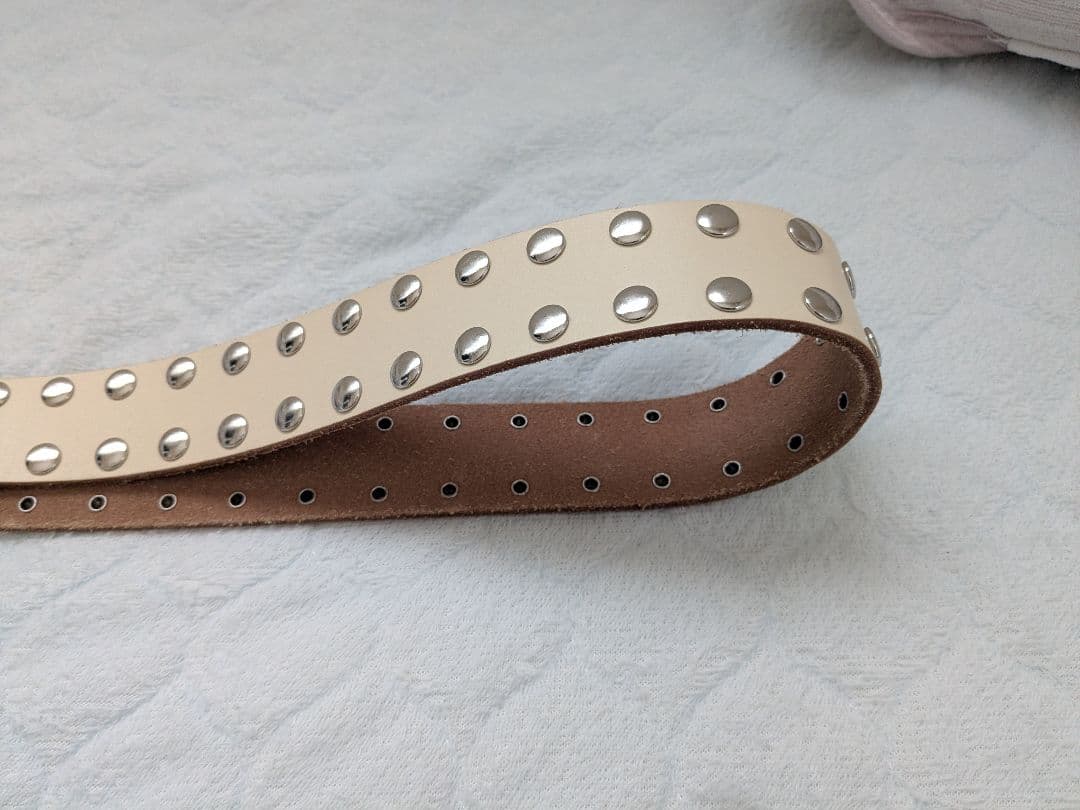 stussy 8 BALL STUDDED.BELT 白 ホワイト L/XL