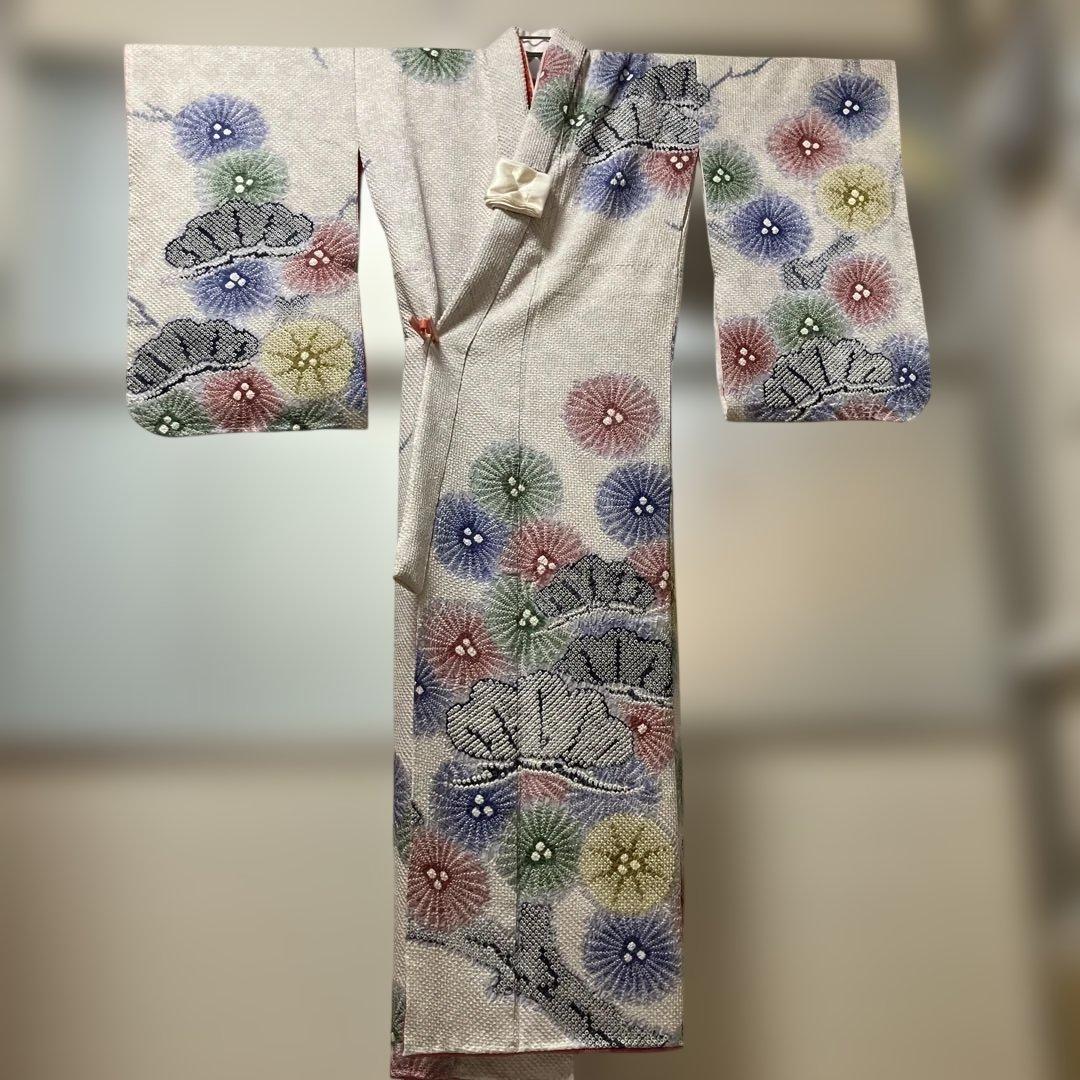 藤娘きぬたや　正絹　四つ身着物