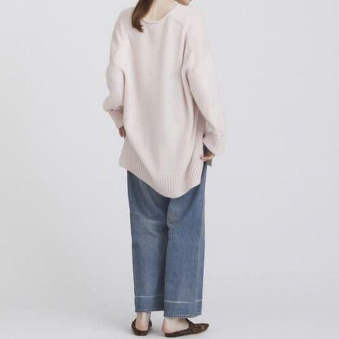 【ハウスオブロータス】定価5.2万 カシミヤVネックチュニックニット ピンク М