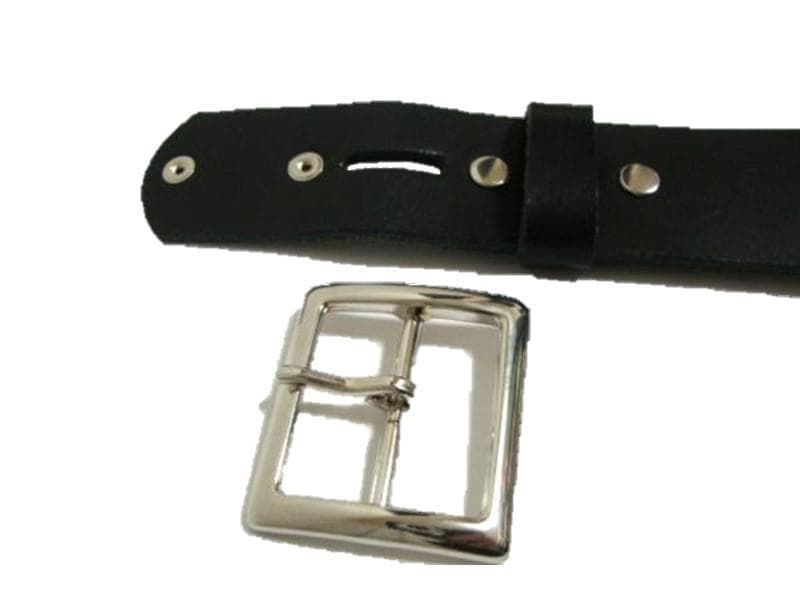 栃木レザー　フラワー型スタッズベルト　黒（ニッケルオンリー）一枚革