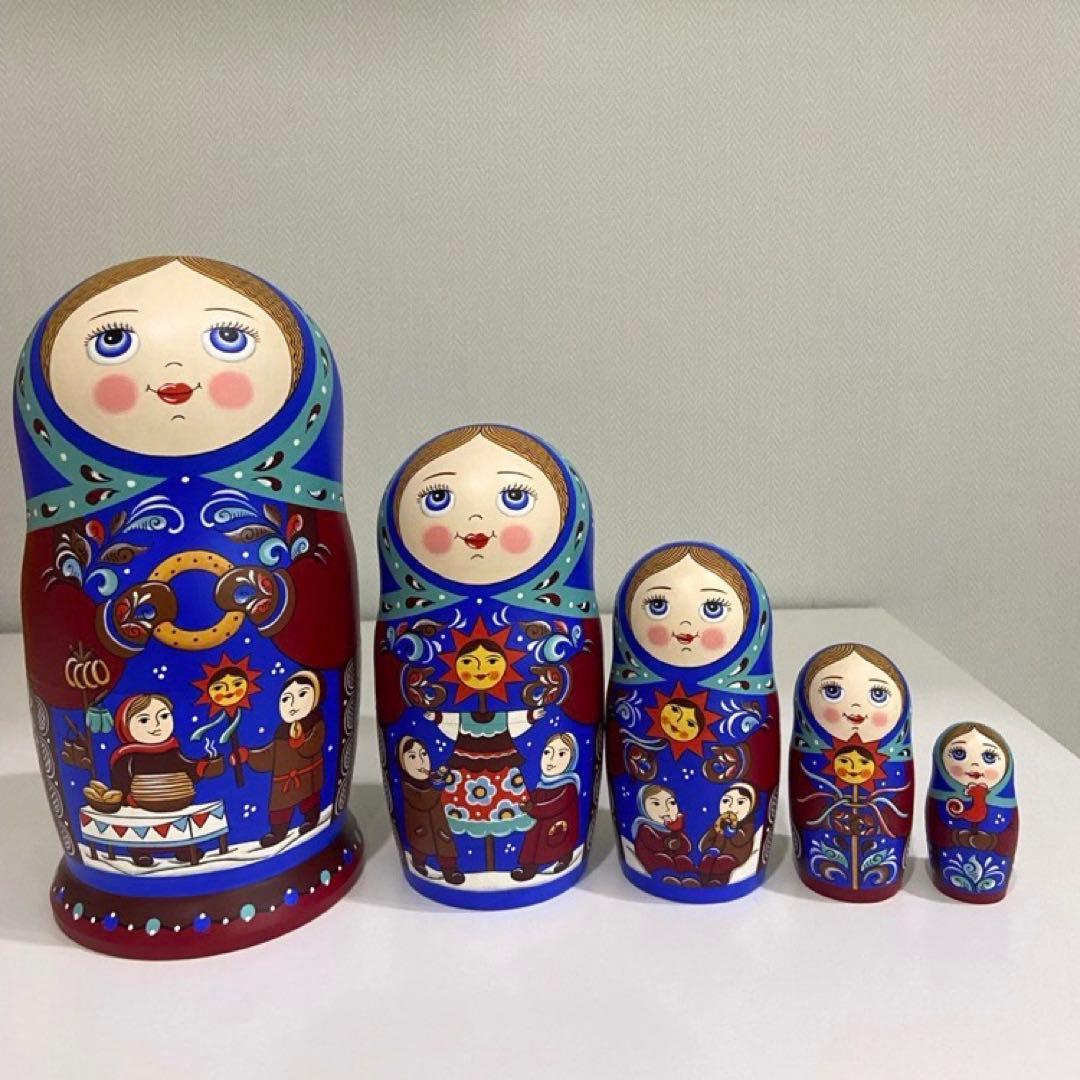 ロシア雑貨☆『マースレニッツァ』バター祭りマトリョーシカ5Pイースター オリガ