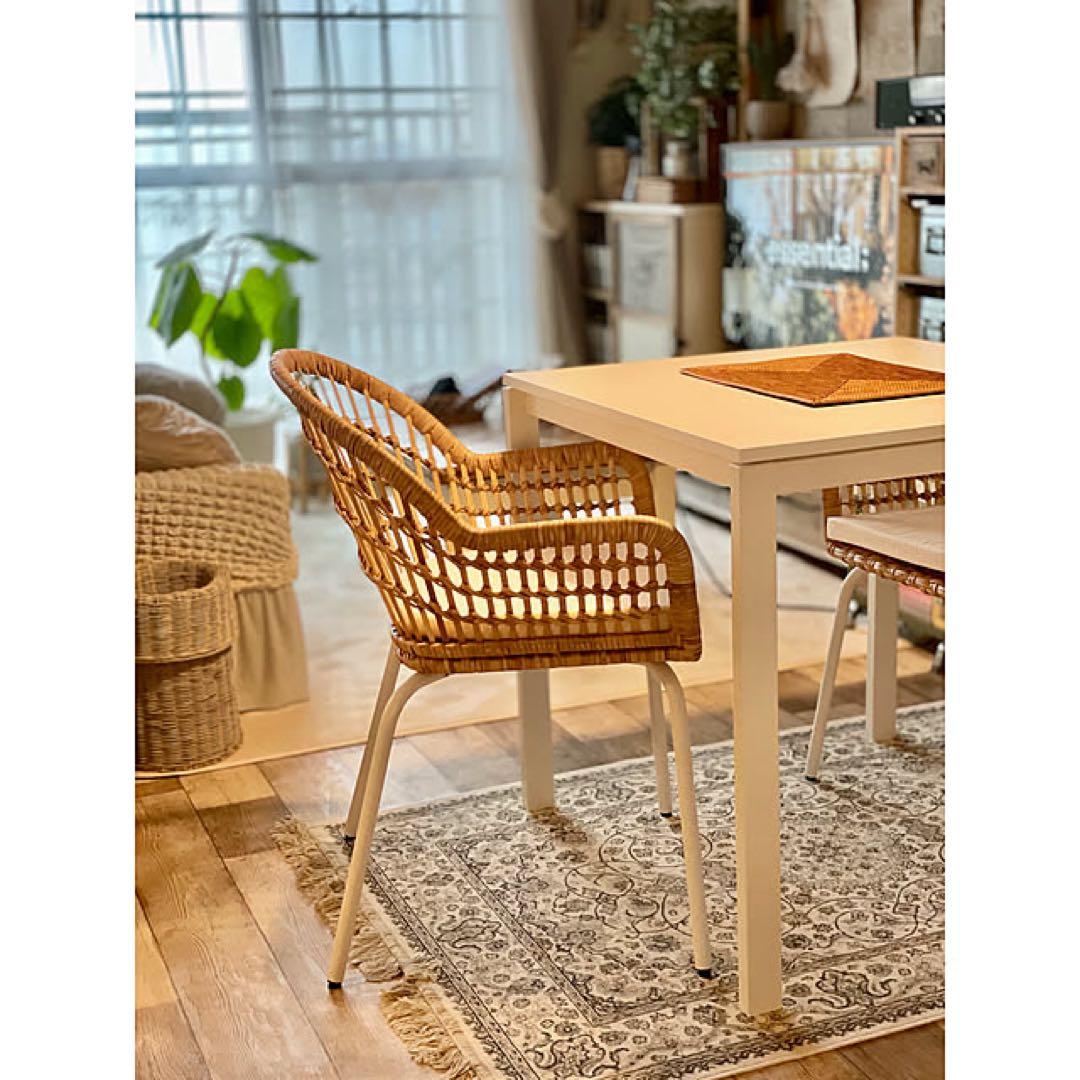 美品【IKEA】NILSOVE ニルソーヴェ ラタン チェア クッション付き