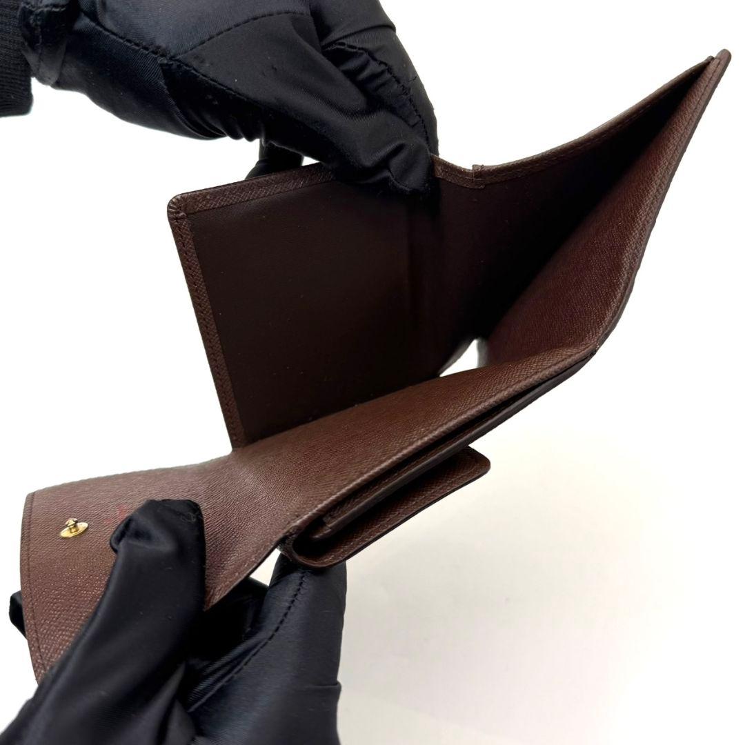 美品 ルイヴィトン ダミエ エベヌ ポルトモネ ビエ カルトクレディ 財布 W