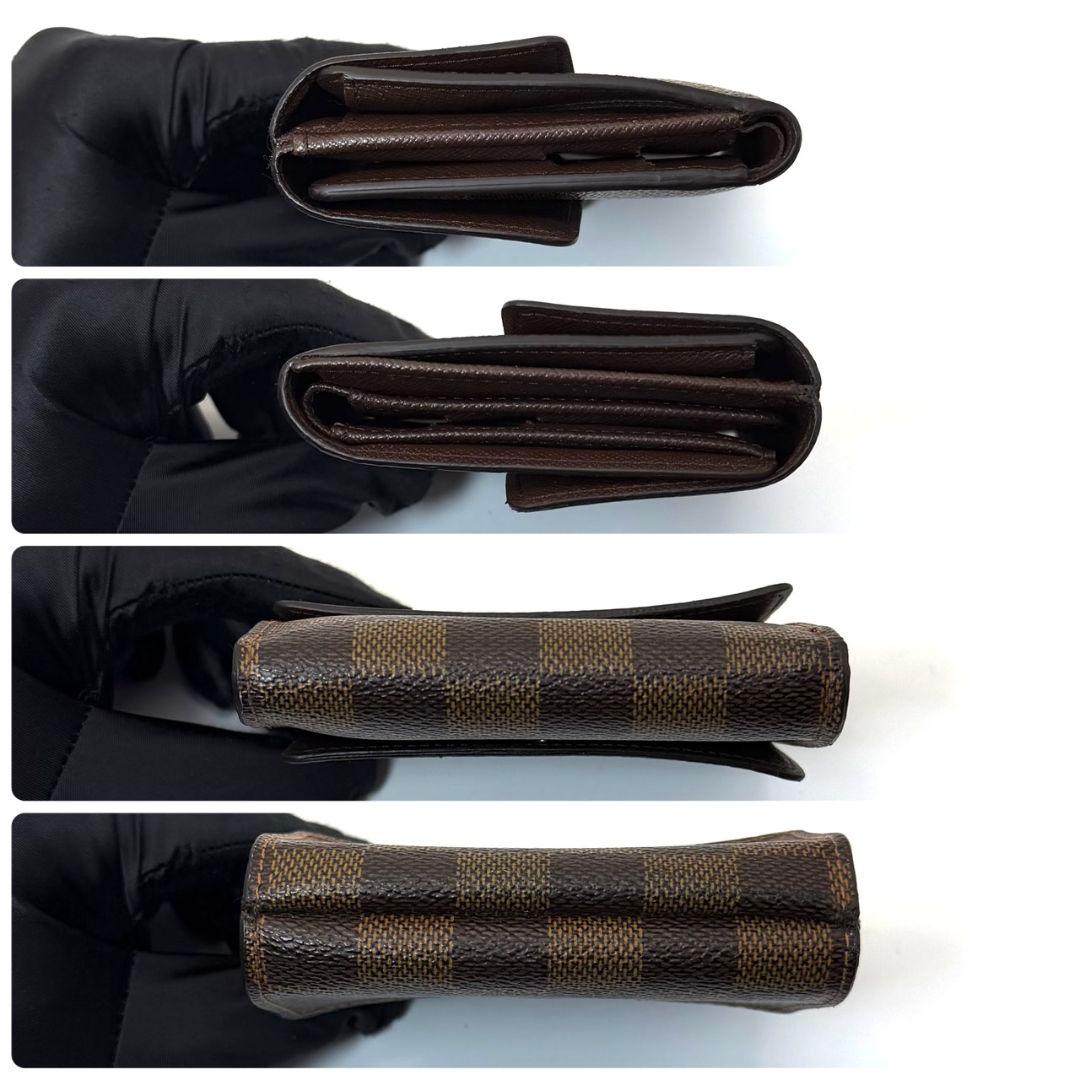 美品 ルイヴィトン ダミエ エベヌ ポルトモネ ビエ カルトクレディ 財布 W