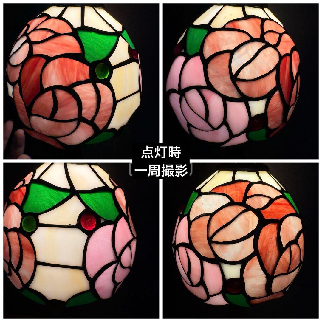 ステンドランプ 新品未使用難あり　ピンク系　バラ　薔薇　卓上　スタンド　ライト