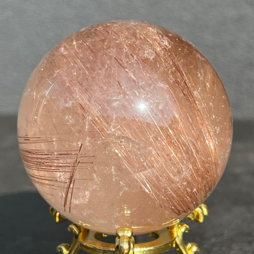 ☆超密集キラキラ☆虹入り ルチルクォーツ ルチルインクォーツ 丸玉 天然石 原石