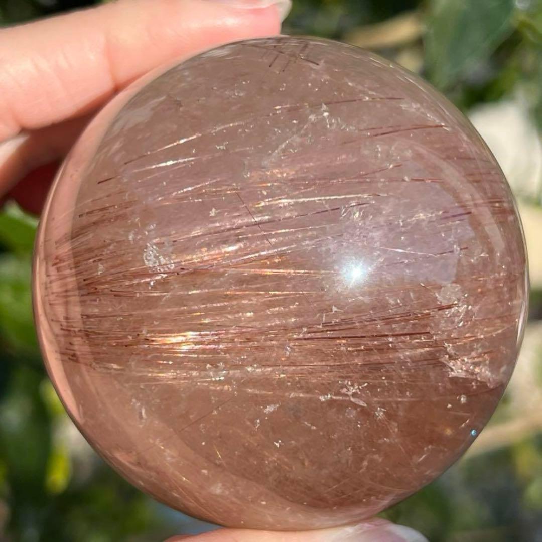 ☆超密集キラキラ☆虹入り ルチルクォーツ ルチルインクォーツ 丸玉 天然石 原石