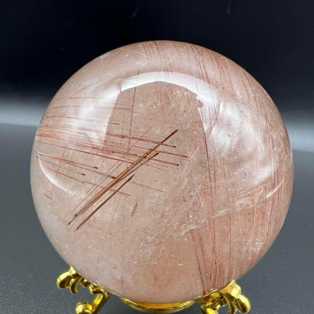 ☆超密集キラキラ☆虹入り ルチルクォーツ ルチルインクォーツ 丸玉 天然石 原石