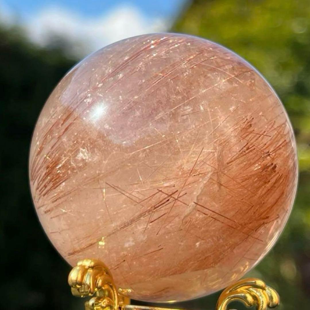 ☆超密集キラキラ☆虹入り ルチルクォーツ ルチルインクォーツ 丸玉 天然石 原石