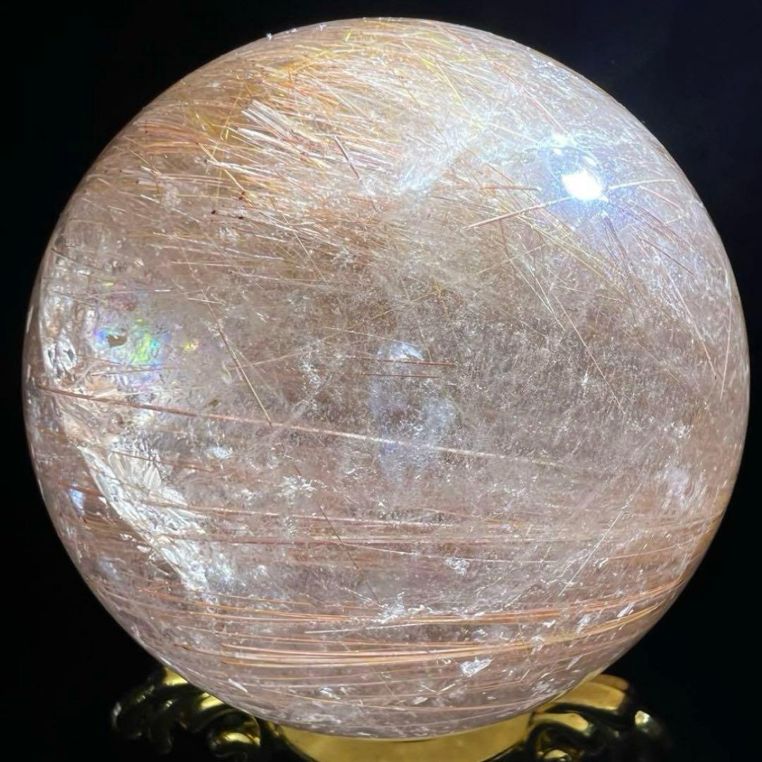 ☆超密集キラキラ☆虹入り ルチルクォーツ ルチルインクォーツ 丸玉 天然石 原石