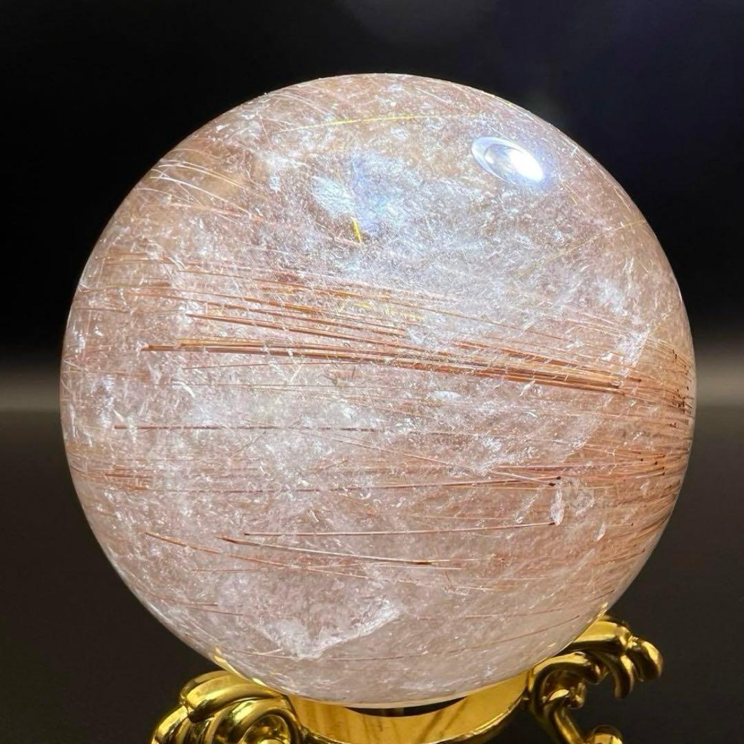 ☆超密集キラキラ☆虹入り ルチルクォーツ ルチルインクォーツ 丸玉 天然石 原石