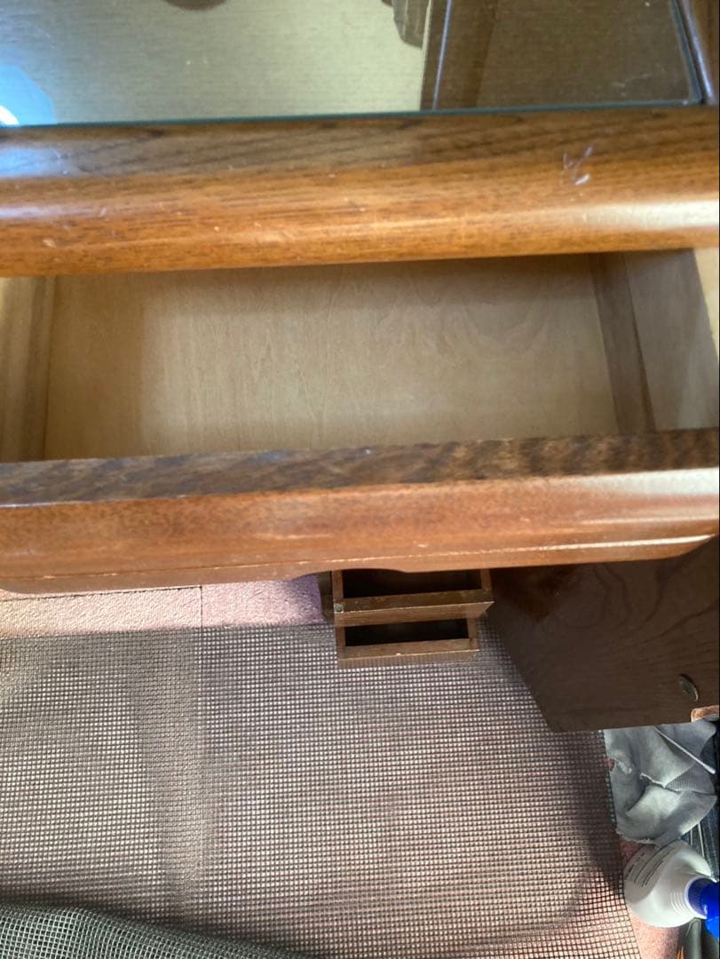 ブラウン　木製　ドレッサー　鏡台　化粧鏡　ミラー　コンセント　レトロ　ブラウン