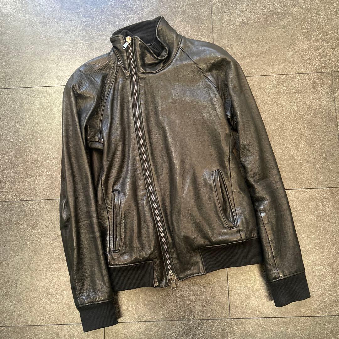 junhashimoto ブラックレザーライダースジャケット　サイズ3