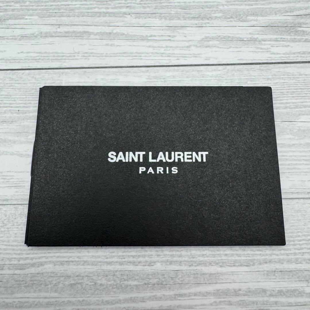 サンローラン　二つ折り財布　チャーム　カサンドラ　レザー　ブラック