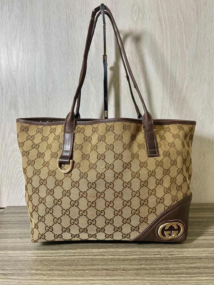 GUCCI トートバッグ GG柄　キャンバス　インターロッキング　シェリー
