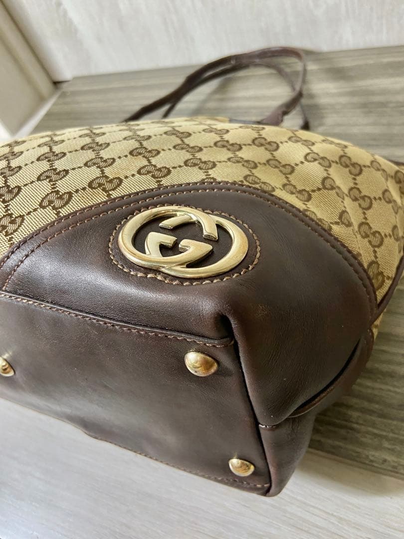 GUCCI トートバッグ GG柄　キャンバス　インターロッキング　シェリー