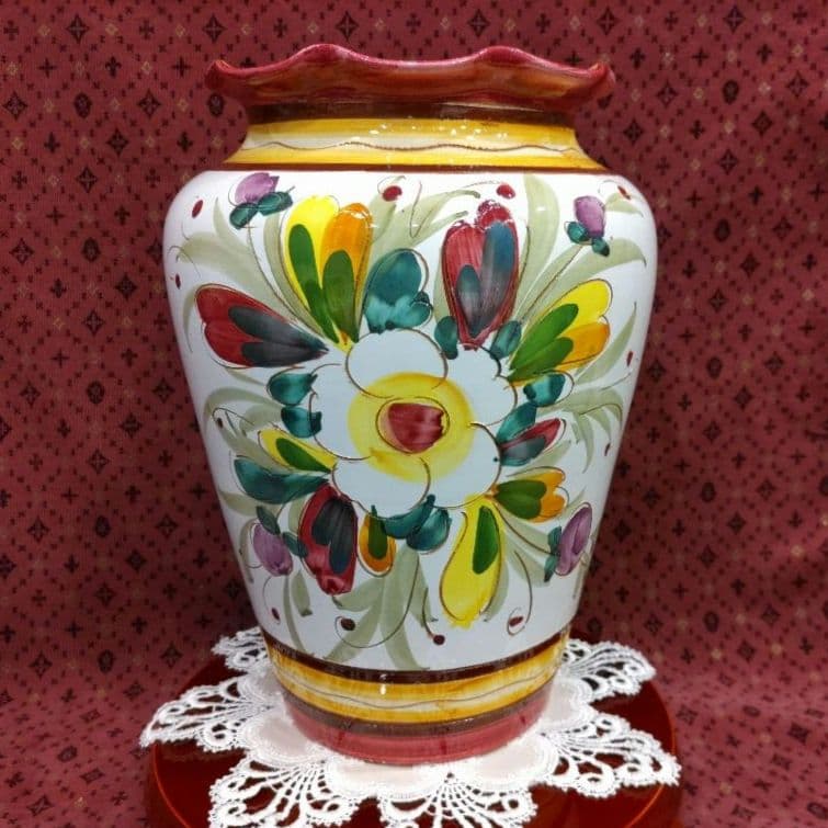 イタリア製　マヨリカ焼き　傘立て　大型花瓶　壺　インテリア　オブジェ　未使用美品