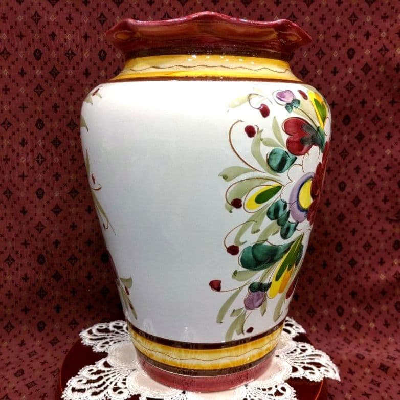 イタリア製　マヨリカ焼き　傘立て　大型花瓶　壺　インテリア　オブジェ　未使用美品