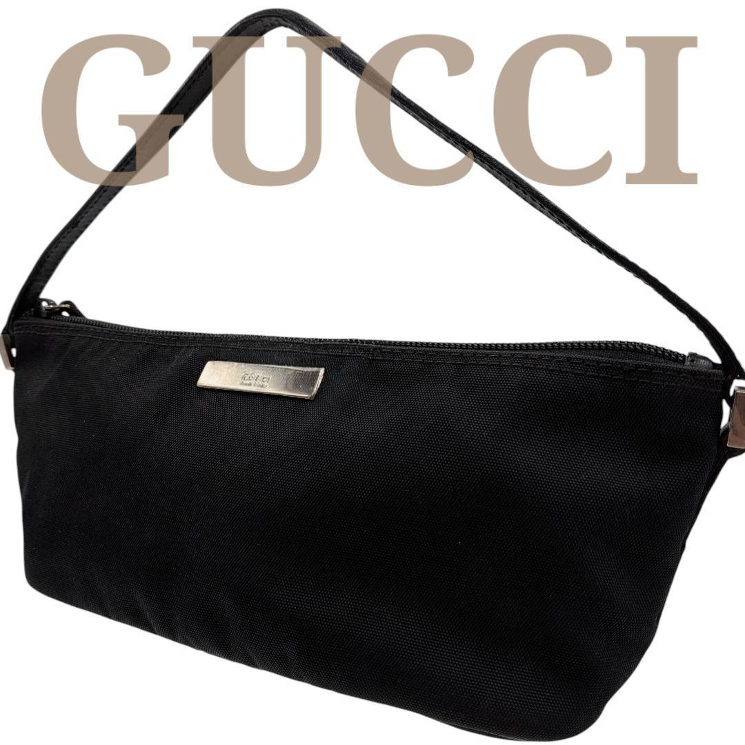 GUCCI グッチ ブラック キャンバス アクセサリーポーチ ハンドバッグ 小物
