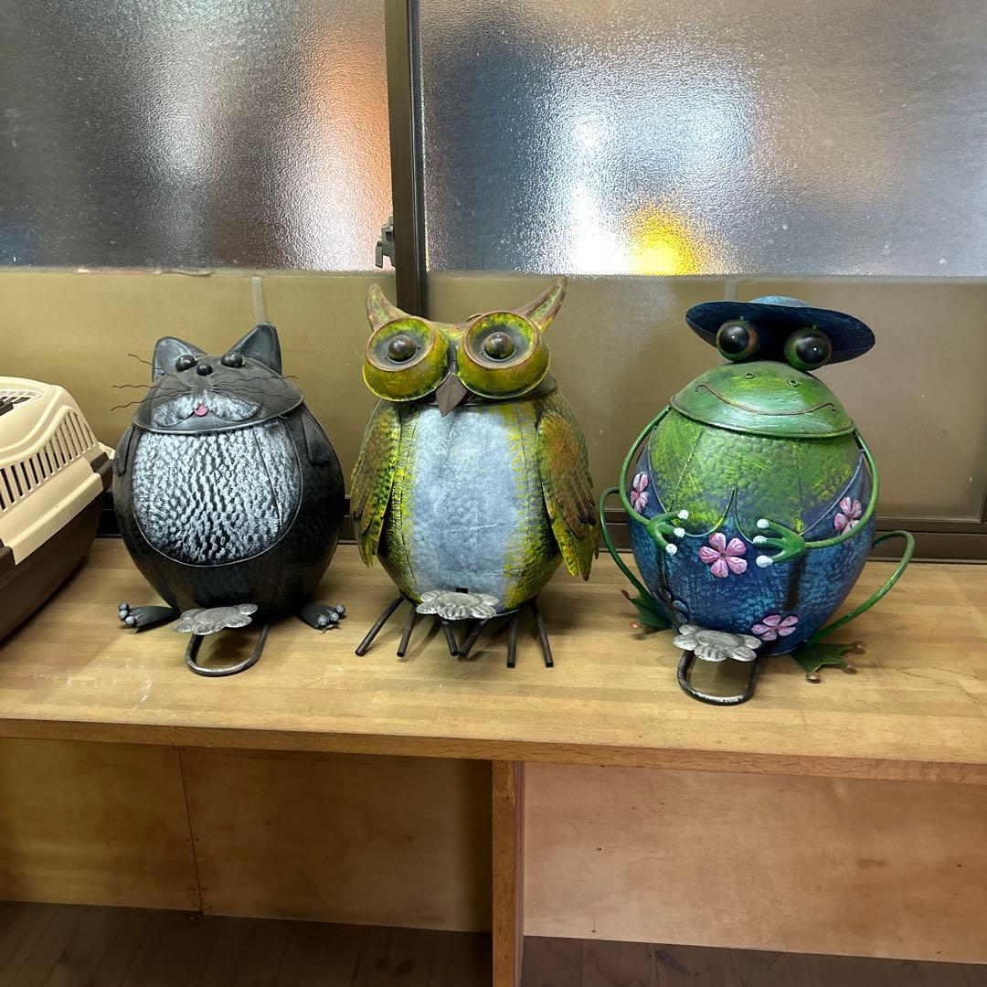 動物　金属製　ごみ箱