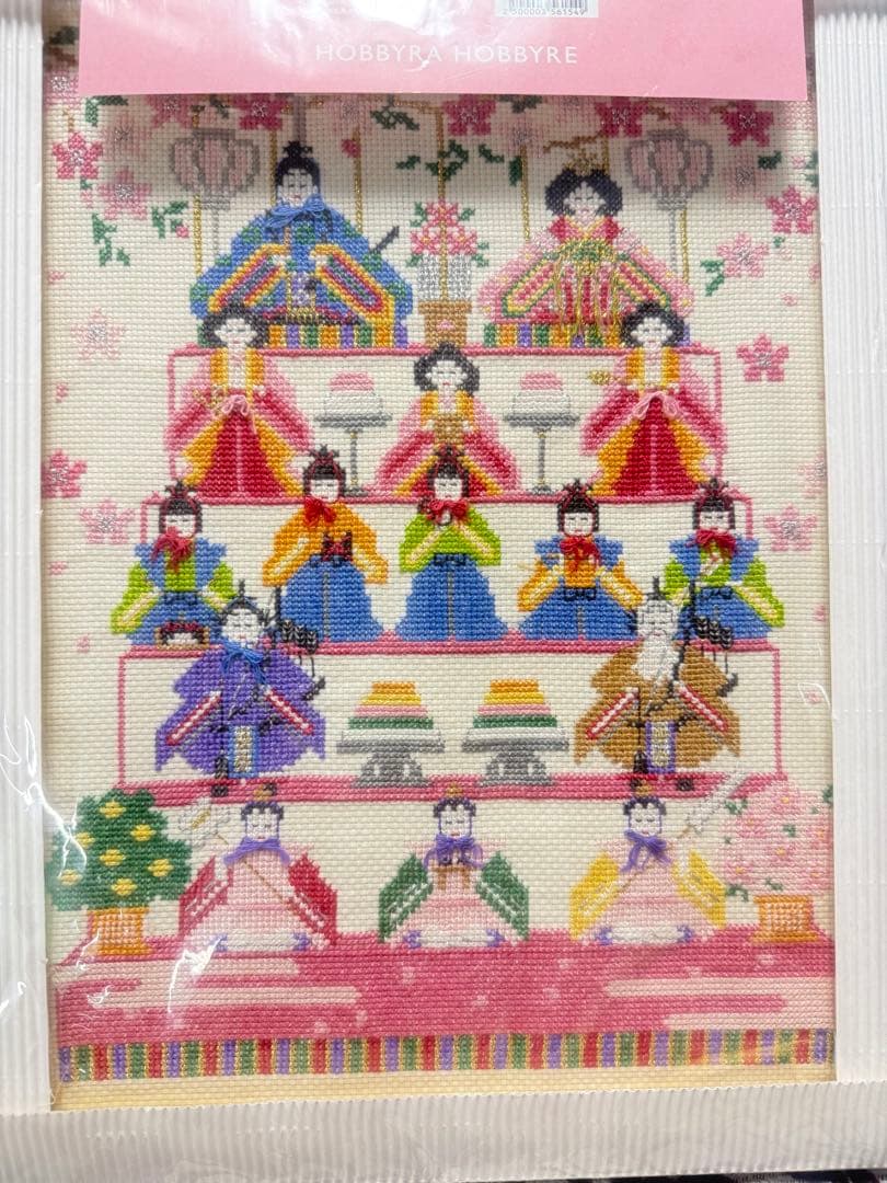 ひな段飾りクロスステッチ 完成品フレーム付き