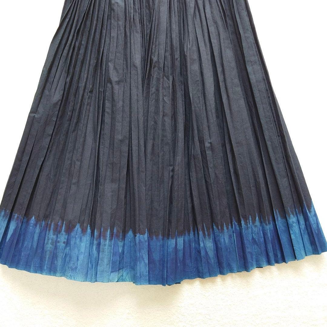 45R 藍染　プリーツスカート　45rpm