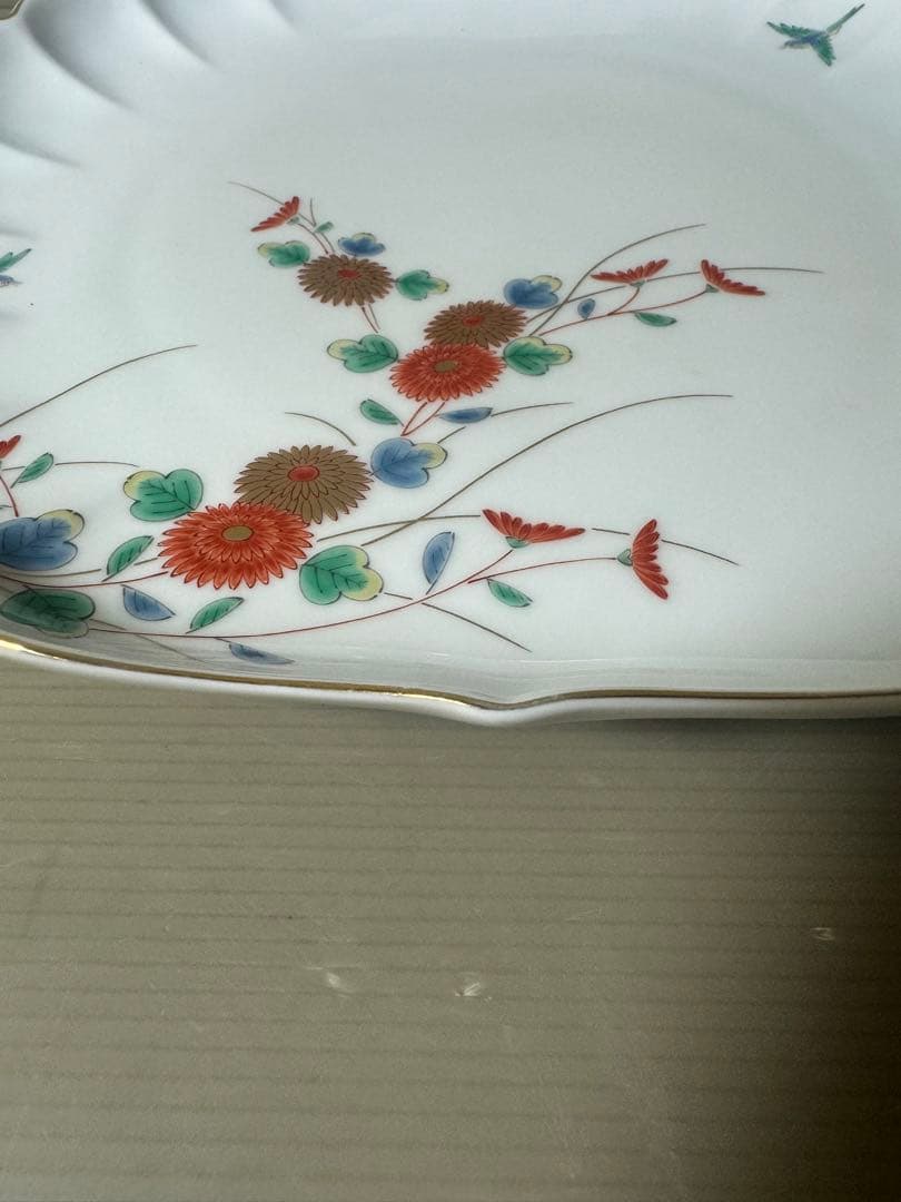 2583 深川製磁　花鳥　皿　金彩