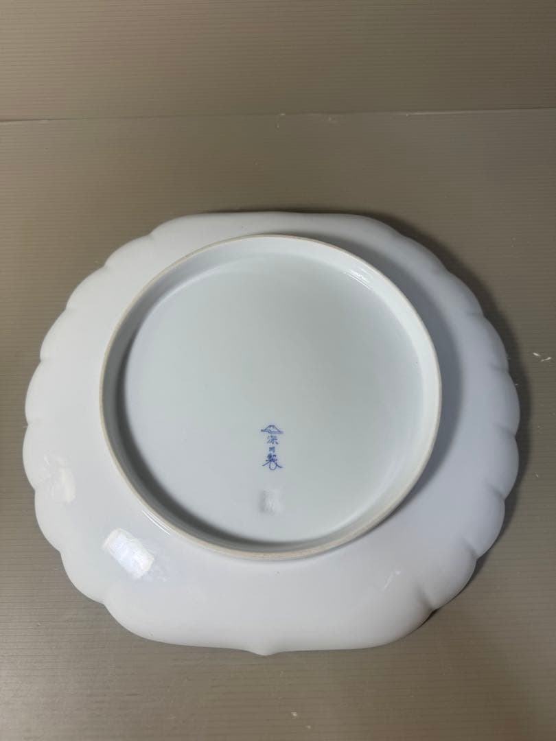 2583 深川製磁　花鳥　皿　金彩