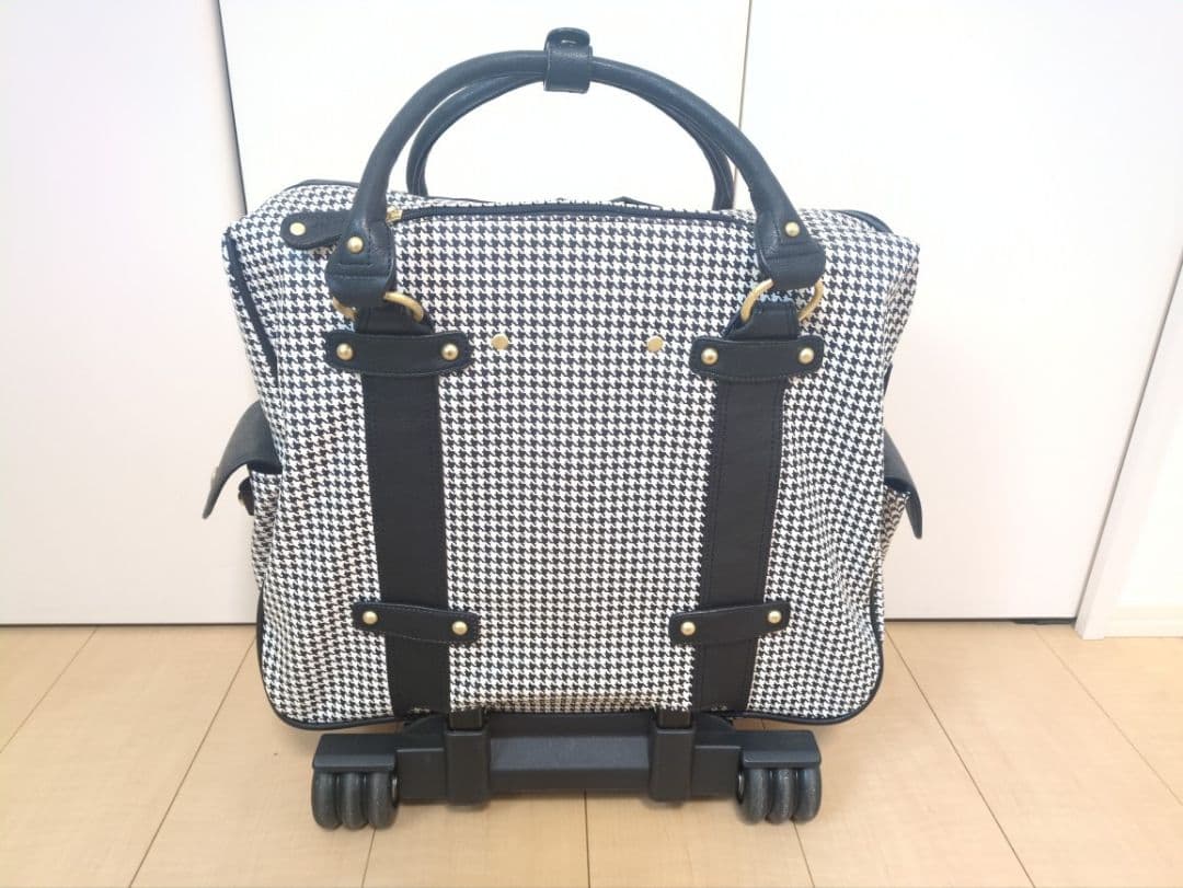 美品☆代官山クロシェット 千鳥格子柄 キャリーバッグ ボストンキャリー