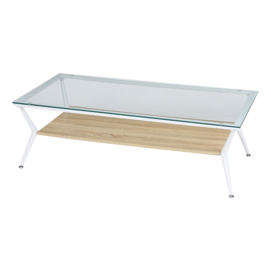 ガラス天板リビングテーブル ホワイトナチュラル W120