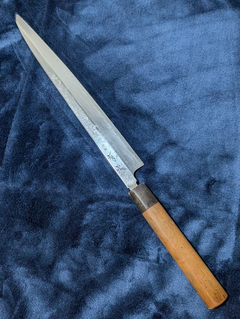 A*n様 特製 有次 片刃 和包丁 柳刃包丁 刺身包丁 水牛柄 九寸尺 中古 白