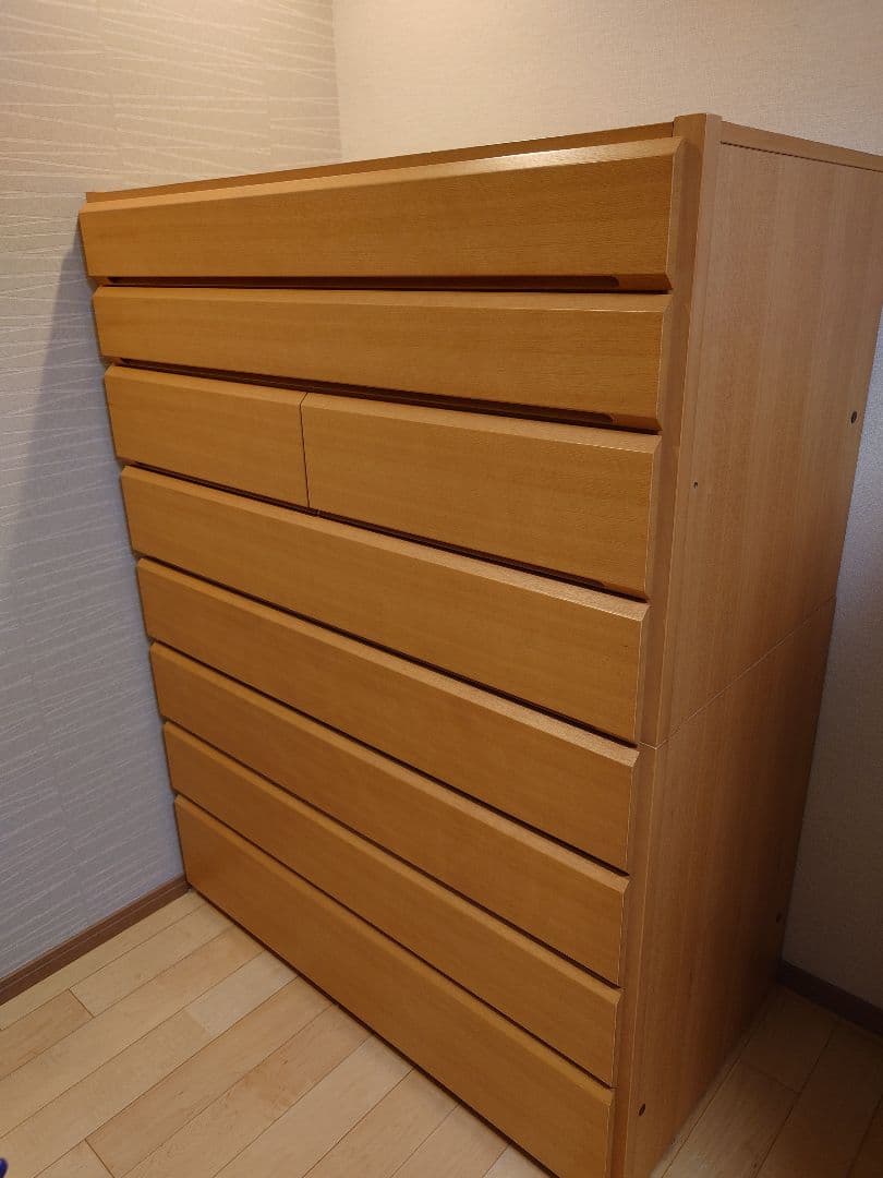 府中家具　ナチュラルウッド 木製チェスト 8引き出し