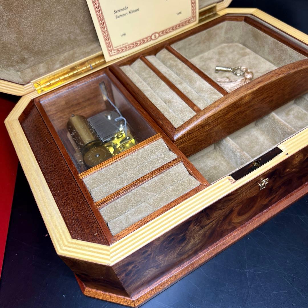 リュージュ　シリンダー式　36弁オルゴール　ジュエリーボックス　共箱　幅約30㎝