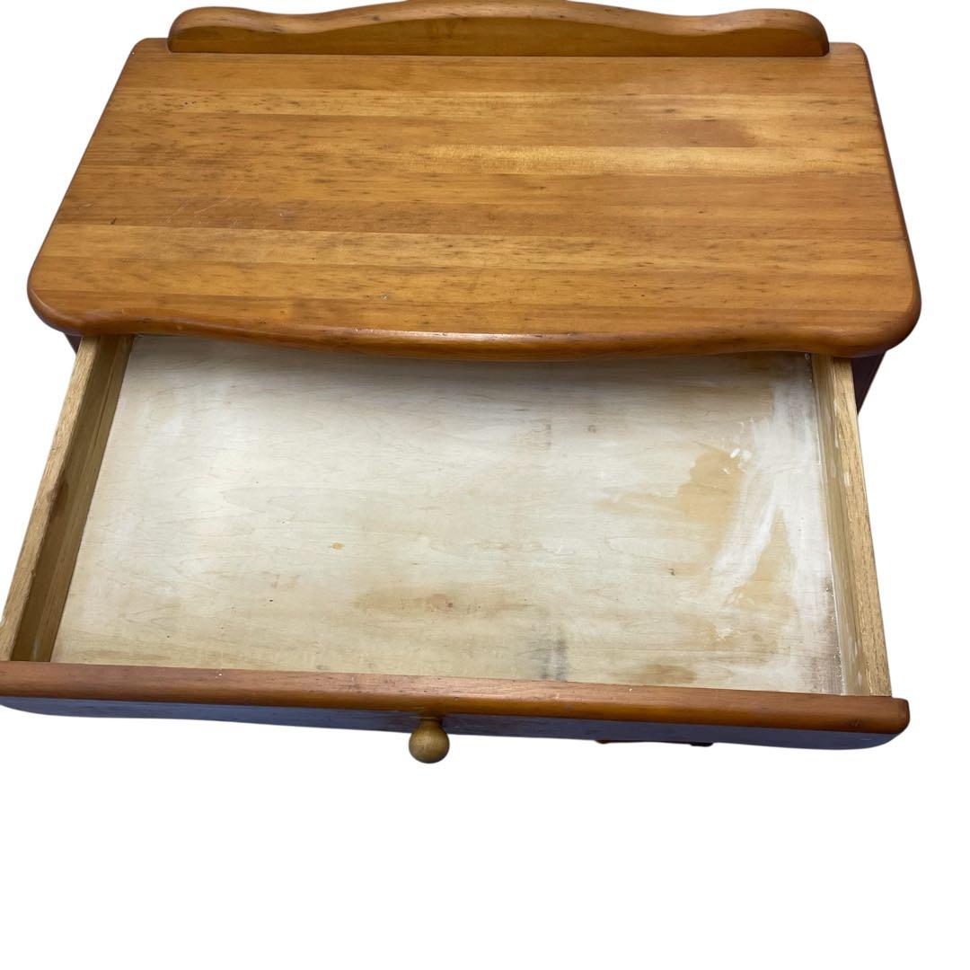 カントリー家具　木製キャビネット 4引き出し 1扉　電話台　花台　チェスト