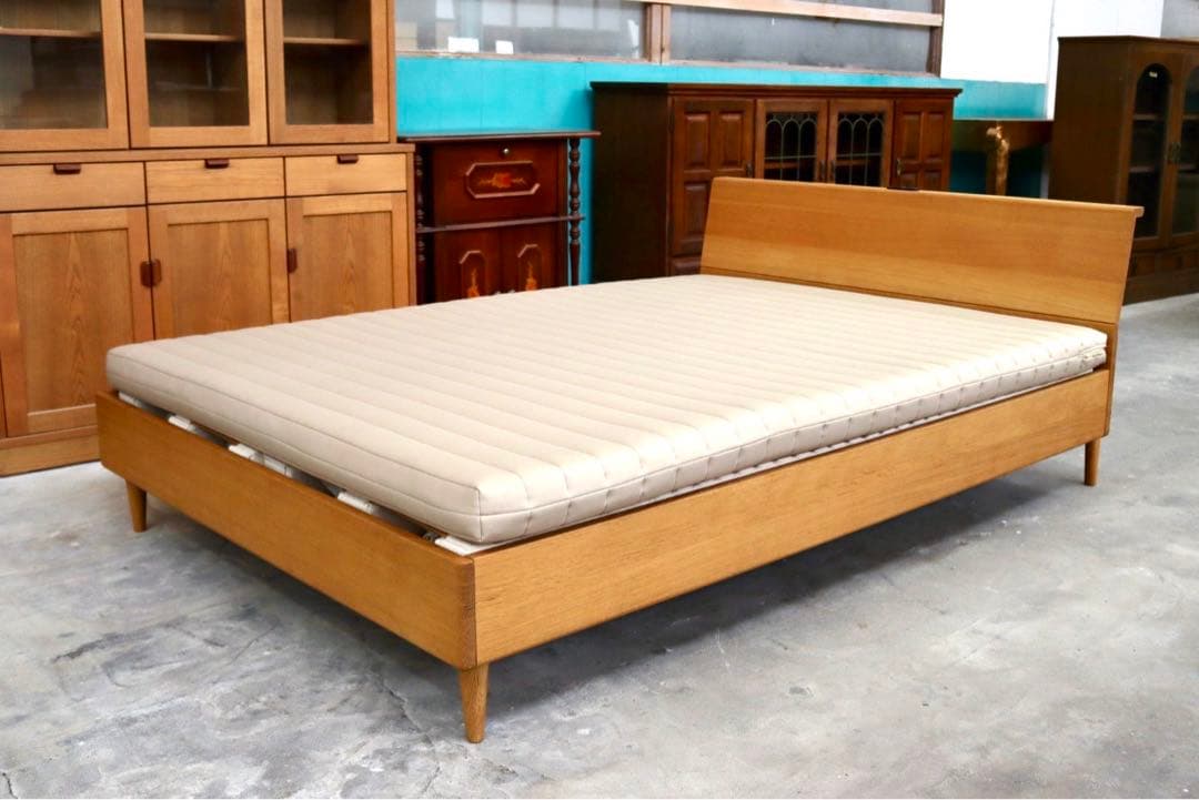 GMIS62○飛騨産業 / HIDA ダブルベッド 月光 キツツキ 飛騨家具