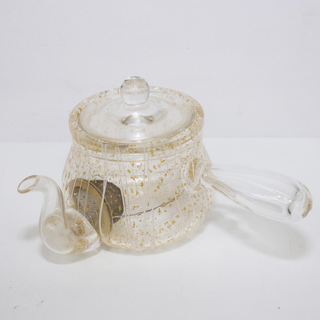 吉田勝美 作 玻璃の匠 ガラス製 硝子急須 煎茶道具　共箱 未使用