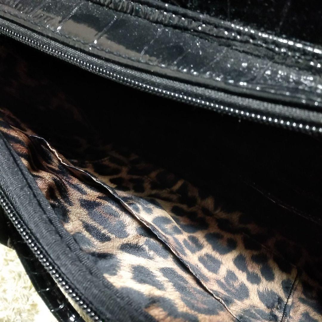 MELUCO様　Macolina　クロコ型押しキャリーバッグ　ブラック　ほぼ新品