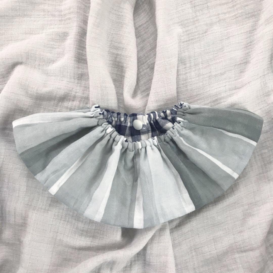 ★ネイビーギンガムチェック×グレーマーカーたて★ ハンドメイドリバーシブルスタイ