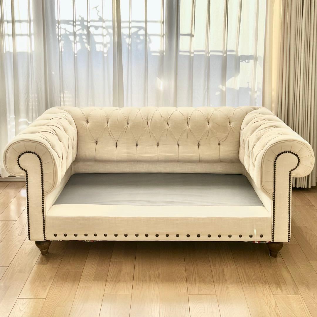 レア物【完売】kinoチェスターフィールドスタイル ラブソファー アイボリー