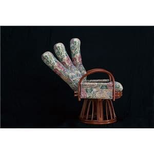 天然籐リクライニングハイバック回転座椅子ミドルタイプ （サイドポケット付き）