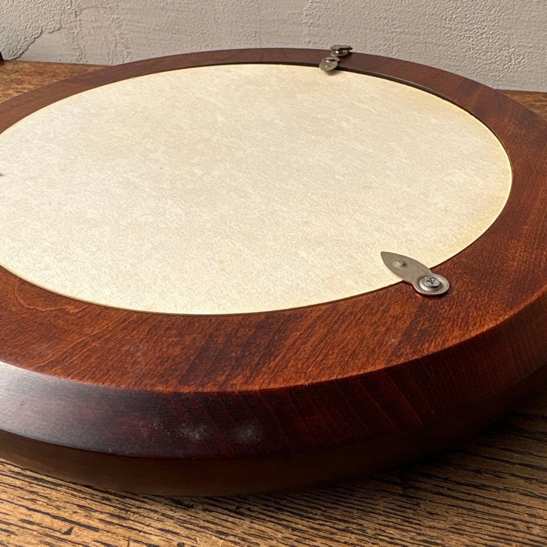 木製 無垢材 くり抜き 削りだし 丸窓 フォトフレーム 円形額縁 ヴィンテージ