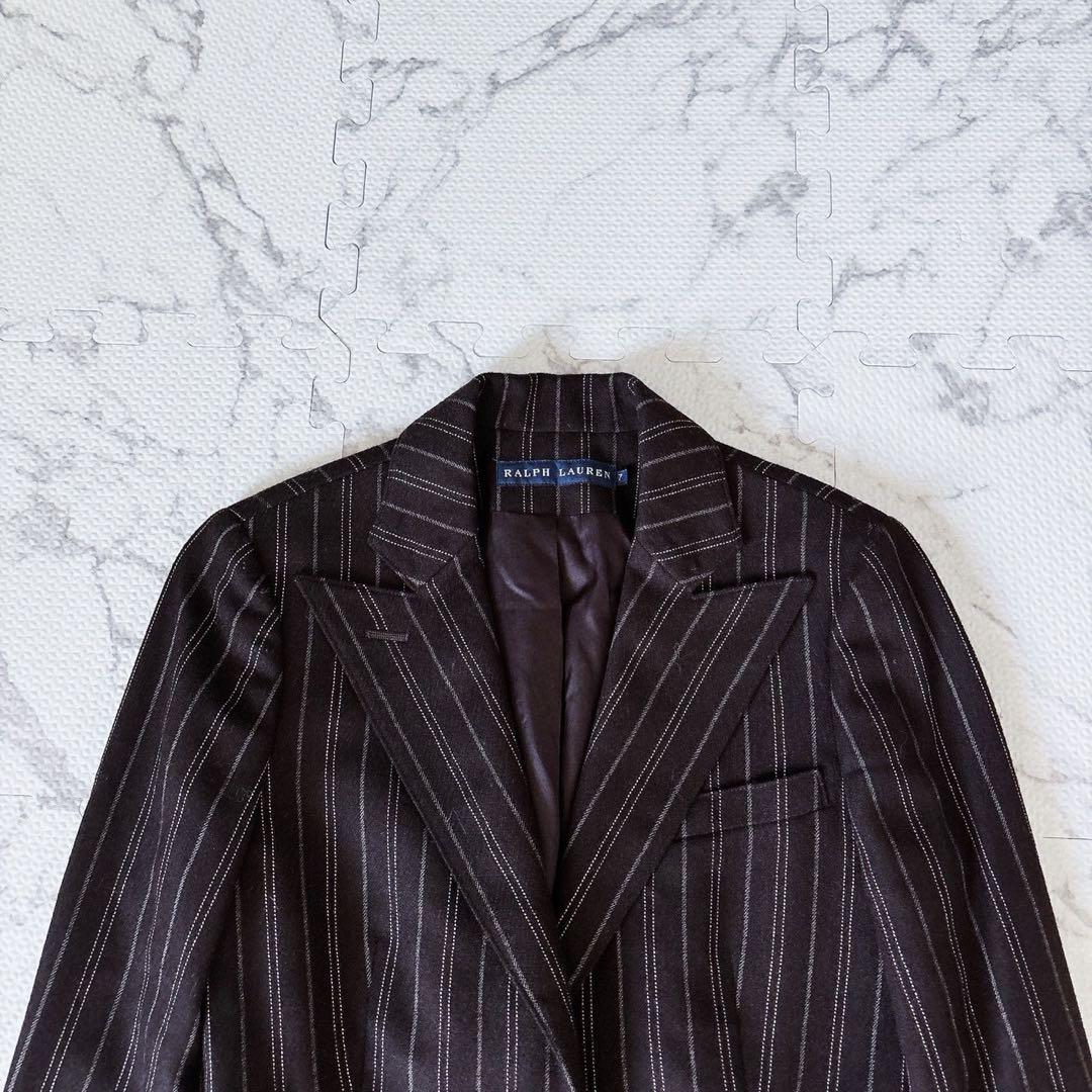 RALPH LAUREN ストライプ スーツ セットアップ ブラウン カシミア